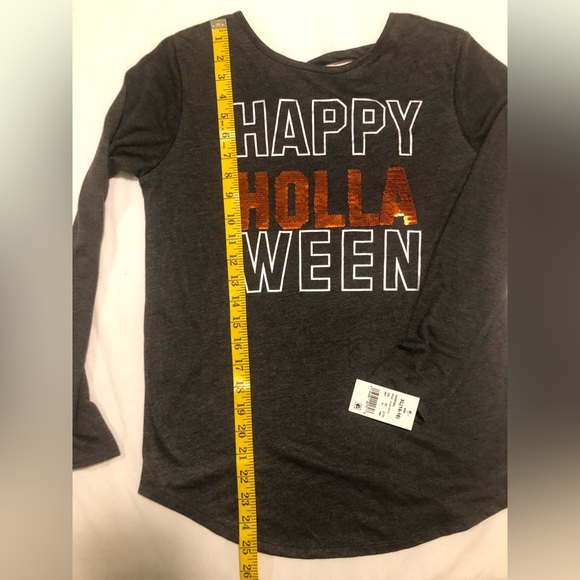 LOL Vintage Happy Holla Ween gray & orange/silver flip sequin long sleeve t, XL - Picture 9 of 14